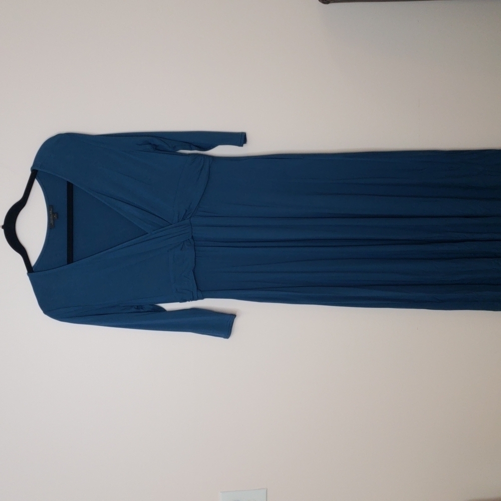 Rachel Zoe A Pea In A Pod Maternity Teal Maxi v-neck pocket dress sz M